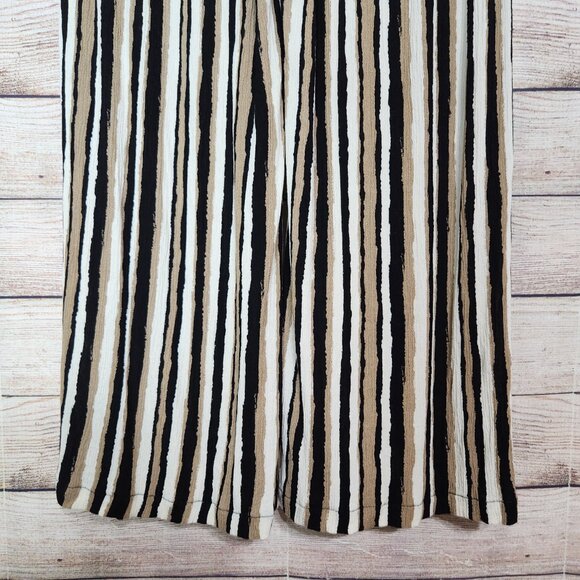 Maxine Nichols Brown Cream Wide Leg Flowy Pull On Tie Front Pants Size L (28x24) - Picture 8 of 13